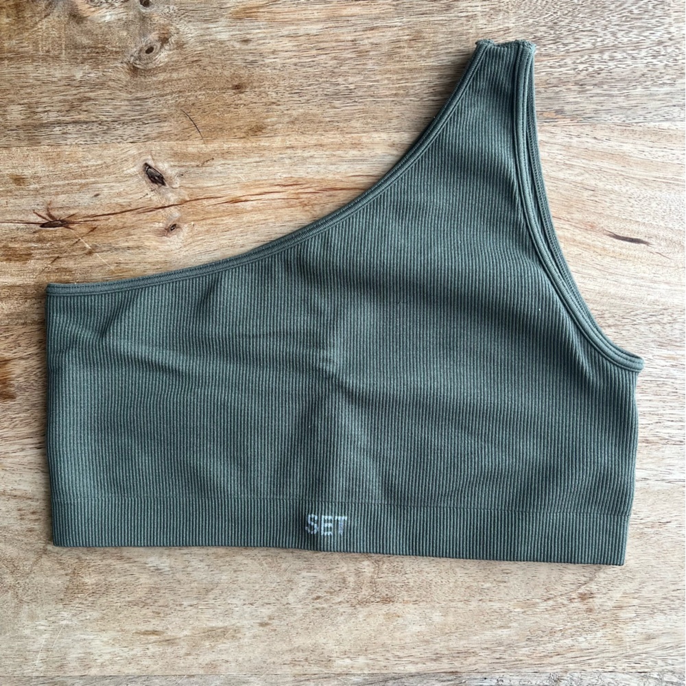 SET ACTIVE Ribbed One Shoulder Bra Size M/L